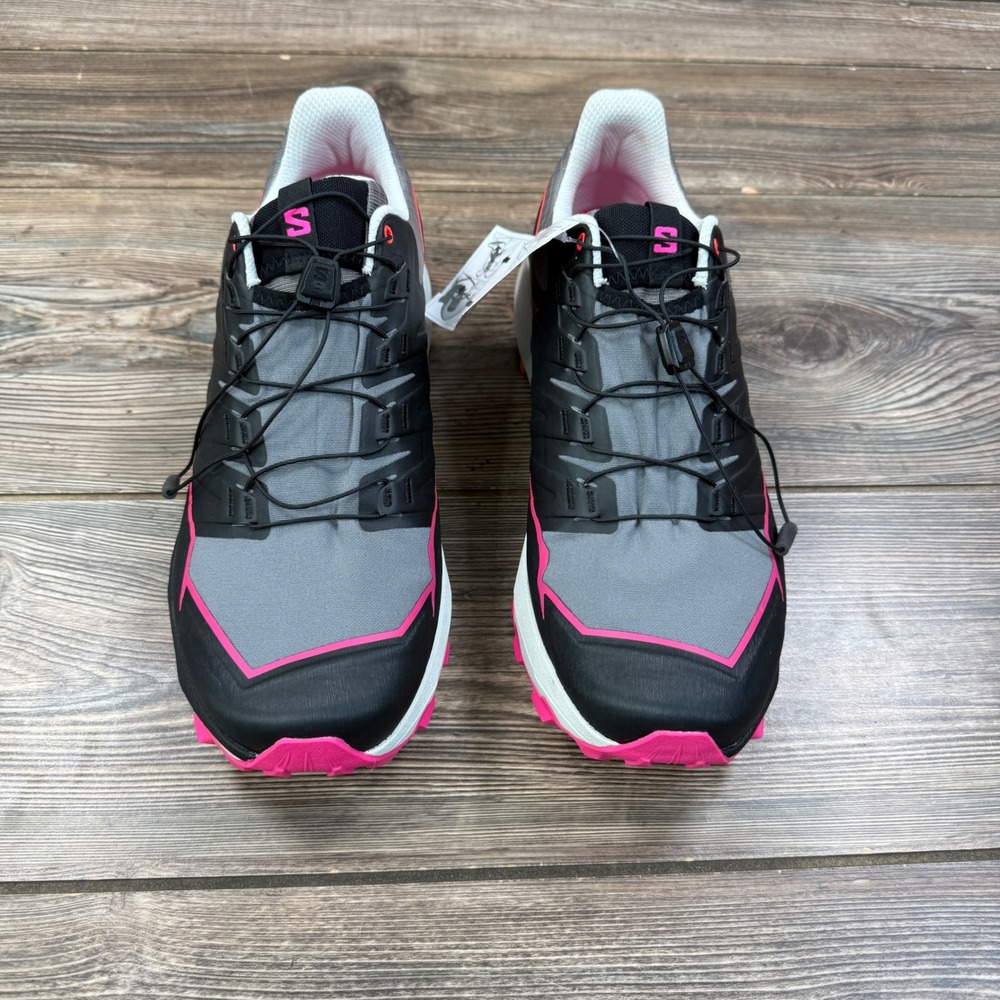 Salomon Mens Size 12.5 Thundercross Trail Running Shoes Black Pink Grey New